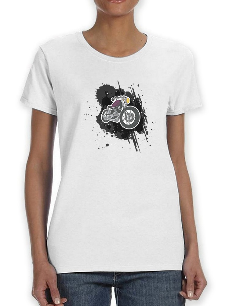 Playera Smartprintsink Mujer Ilustración Motocicleta Sobre Manchas De Pintura
