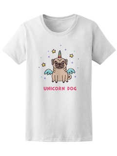 Foto 1 | Playera Smartprintsink Mujer con Diseño de Pug con Alas y Cuerno de Colores
