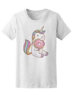 Foto 1 | Playera Smartprintsink Mujer con Diseño de Unicornio Comiendo Dona de Fresa