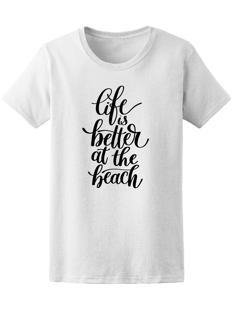 Foto 2 pulgar | Playera Smartprintsink Mujer la Vida es Mejor en la Playa Frase Blanco y Negro color Blanco