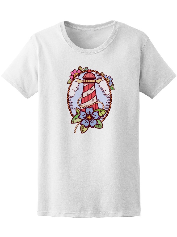 Foto 2 pulgar | Playera Smartprintsink Mujer Faro con Flores a Color color Blanco
