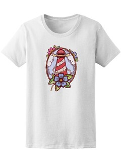 Foto 1 | Playera Smartprintsink Mujer Faro con Flores a Color color Blanco