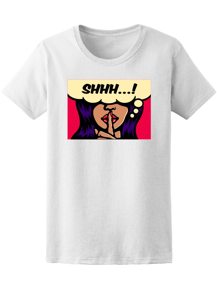 Foto 1 | Playera Smartprintsink Mujer Arte Pop Mujer con Globo de Diálogo Shhh color Blanco