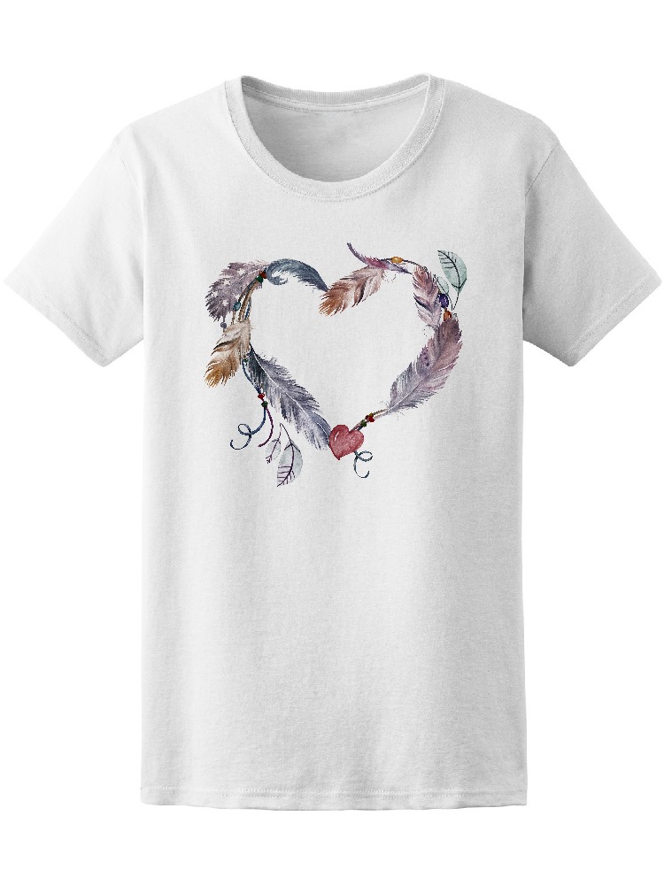Foto 2 pulgar | Playera Smartprintsink Mujer Corazón con Plumas de Colores