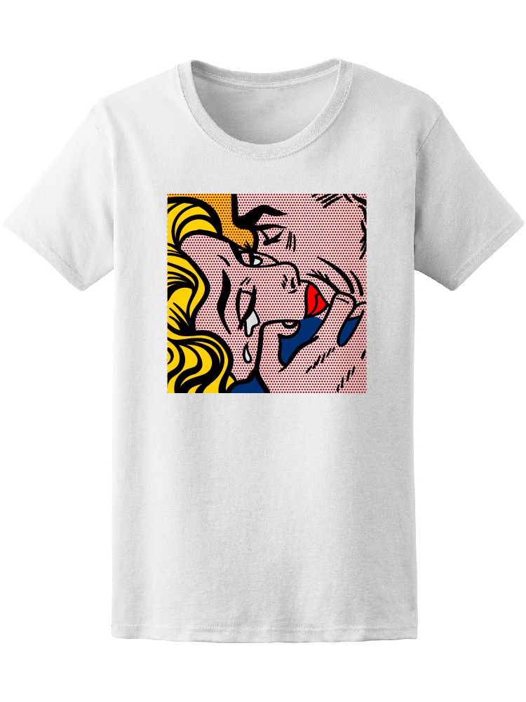 Foto 2 pulgar | Playera Smartprintsink Mujer Arte Pop Pareja en Abrazo color Blanco