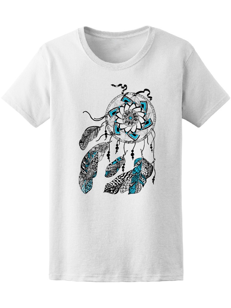 Foto 2 pulgar | Playera Smartprintsink Mujer Atrapasueños con Mandala Azul Aqua color Blanco