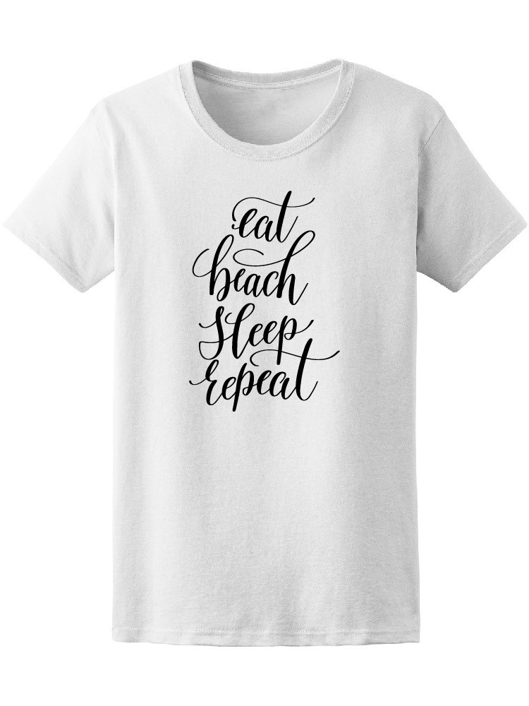 Foto 2 pulgar | Playera Smartprintsink Mujer Comer Playa Dormir Repetir color Blanco