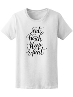 Foto 1 | Playera Smartprintsink Mujer Comer Playa Dormir Repetir color Blanco