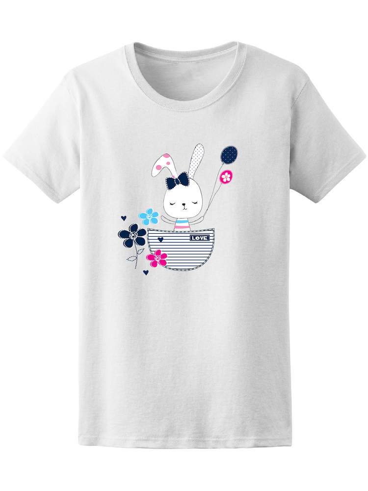 Foto 2 pulgar | Playera Smartprintsink color Blanco para Mujer Ilustración Conejita