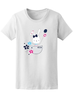 Foto 1 | Playera Smartprintsink color Blanco para Mujer Ilustración Conejita
