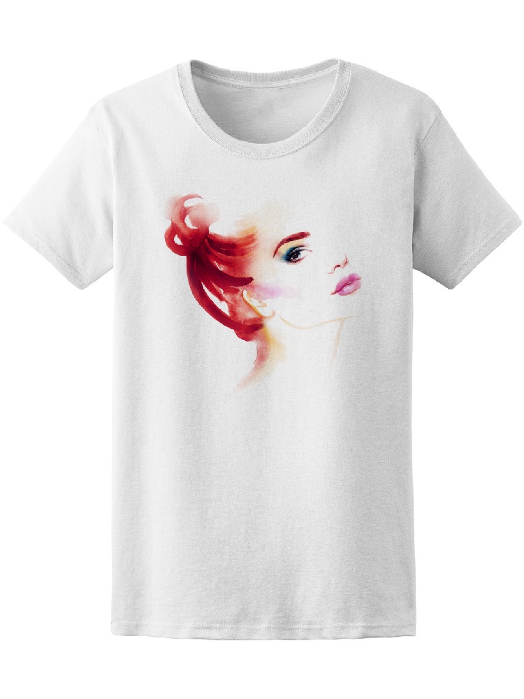 Foto 2 pulgar | Playera Mujer Rostro de Mujer en Acuarelas Smartprintsink Blanco