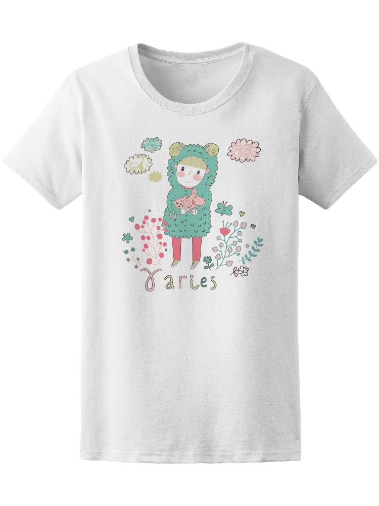Foto 2 pulgar | Playera Smartprintsink color Blanco para Mujer Niña Aries con Cordero