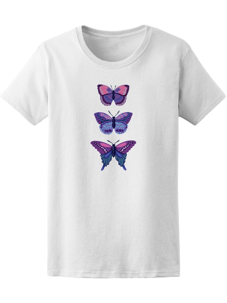 Foto 2 pulgar | Playera Smartprintsink para Mujer Ilustración de Mariposas Multicolor Tonos Purpura