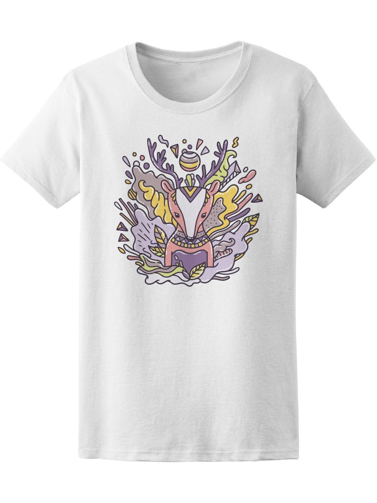 Foto 2 pulgar | Playera Smartprintsink Mujer Ilustración Ciervo Espiritual con Naturaleza