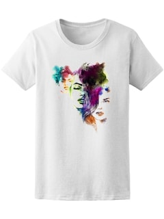 Foto 1 | Playera Mujer Ilustracion Rostros Femeninos en Acuarelas Smartprintsink Blanco