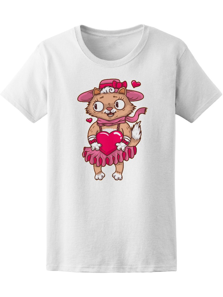Foto 2 pulgar | Playera Smartprintsink para Mujer Ilustración Gatita con Tutú y Corazón