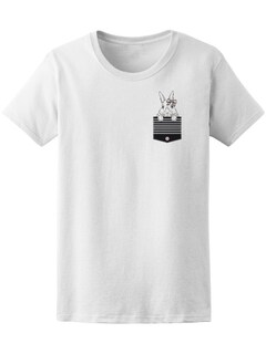 Foto 1 | Playera Smartprintsink color Blanco para Mujer Conejito con Moño en Bolsillo
