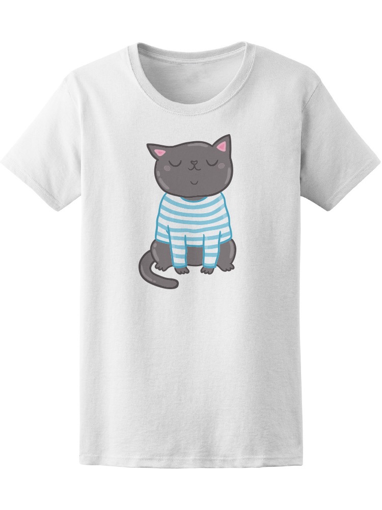Foto 2 pulgar | Playera Smartprintsink para Mujer Gatito con Suéter a Rayas