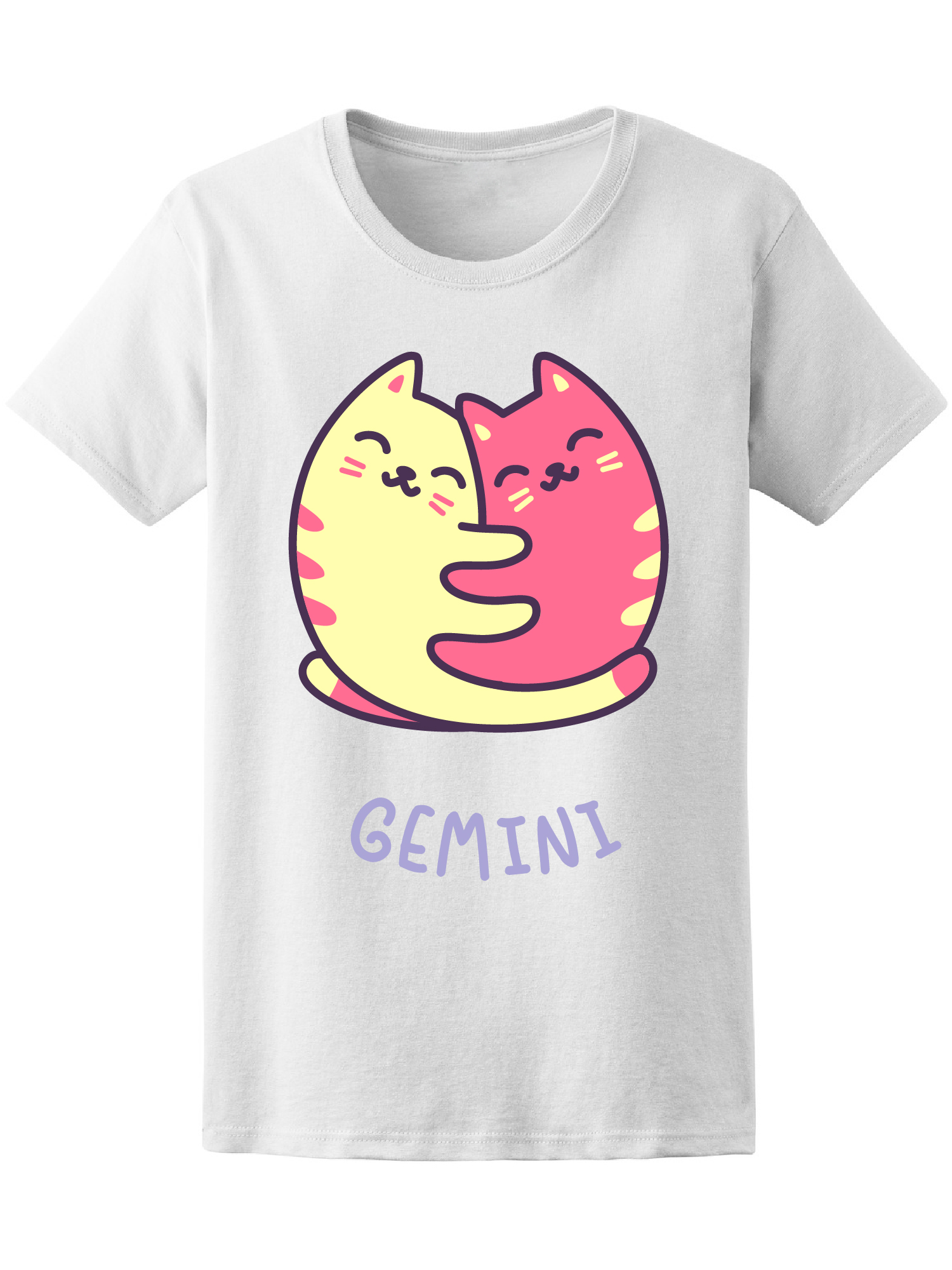 Foto 1 | Playera Smartprintsink color Blanco para Mujer Géminis Gatito