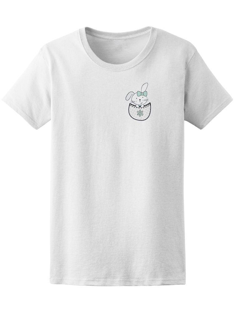 Foto 2 pulgar | Playera Smartprintsink color Blanco para Mujer Conejita con Moño en Bolsillo