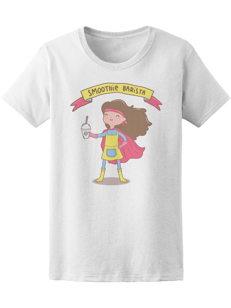 Foto 2 pulgar | Playera Mujer Superheroina Smoothie Barista Smartprintsink Blanco