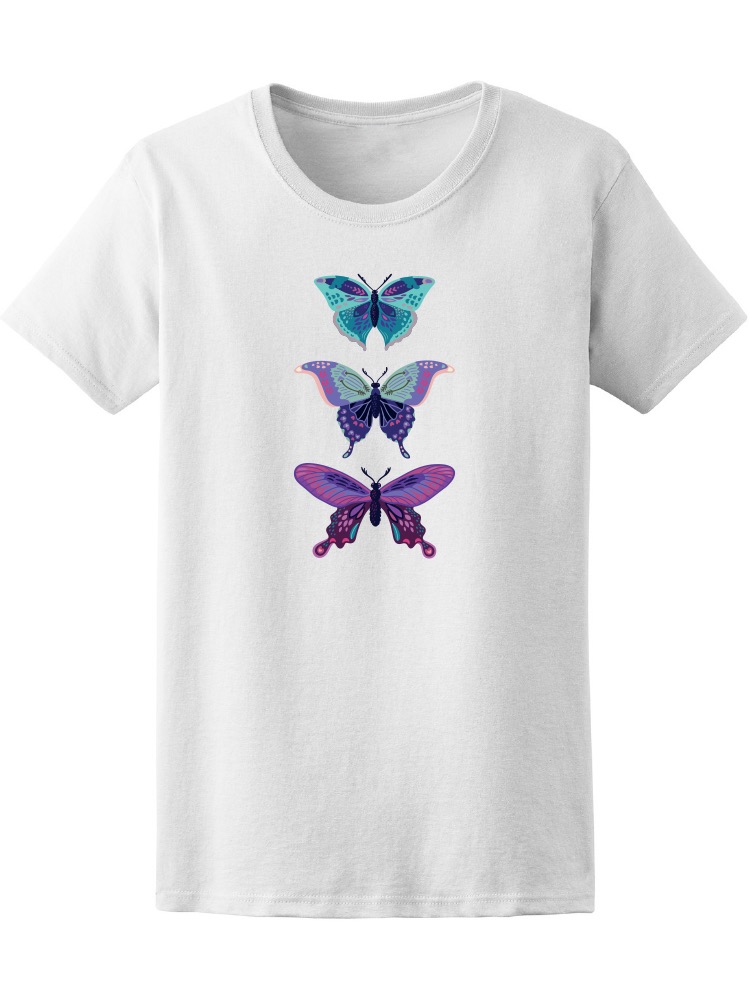 Foto 2 pulgar | Playera para Mujer Smartprintsink con Ilustración. Mariposas Multicolor Tonos Azul y Purpura