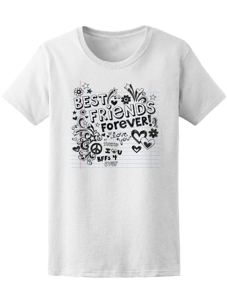 Foto 2 pulgar | Playera para Mujer Ilustración a Lápiz Mejores Amigas por Siempre Smartprintsink Blanco