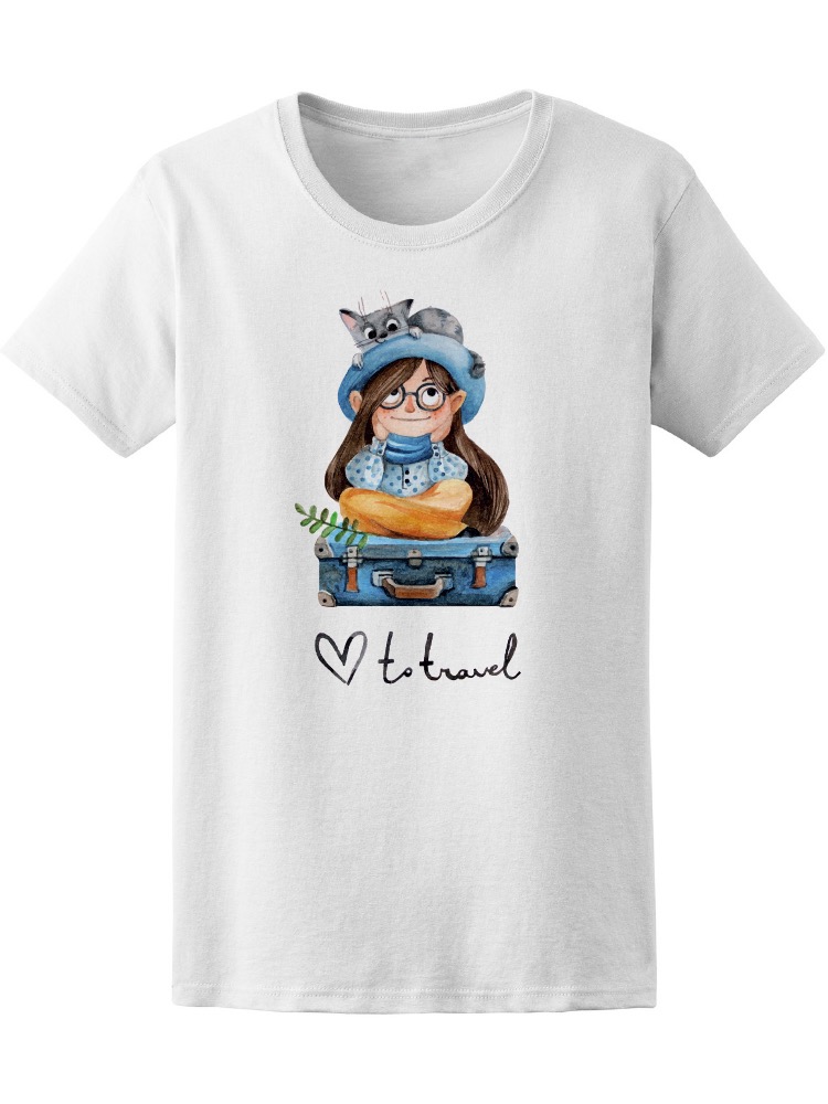 Foto 2 pulgar | Playera Smartprintsink para Mujer Ilustración en Acuarelas Niña con Gato