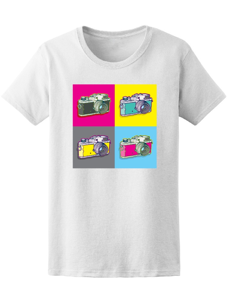 Playera Smartprintsink para Mujer Arte Pop Cámara Fotográfica Multicolor