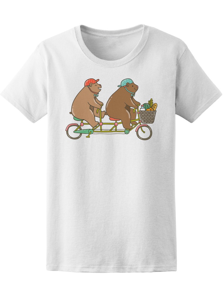 Foto 2 pulgar | Playera Mujer Osos en Bicicleta Smartprintsink Blanco