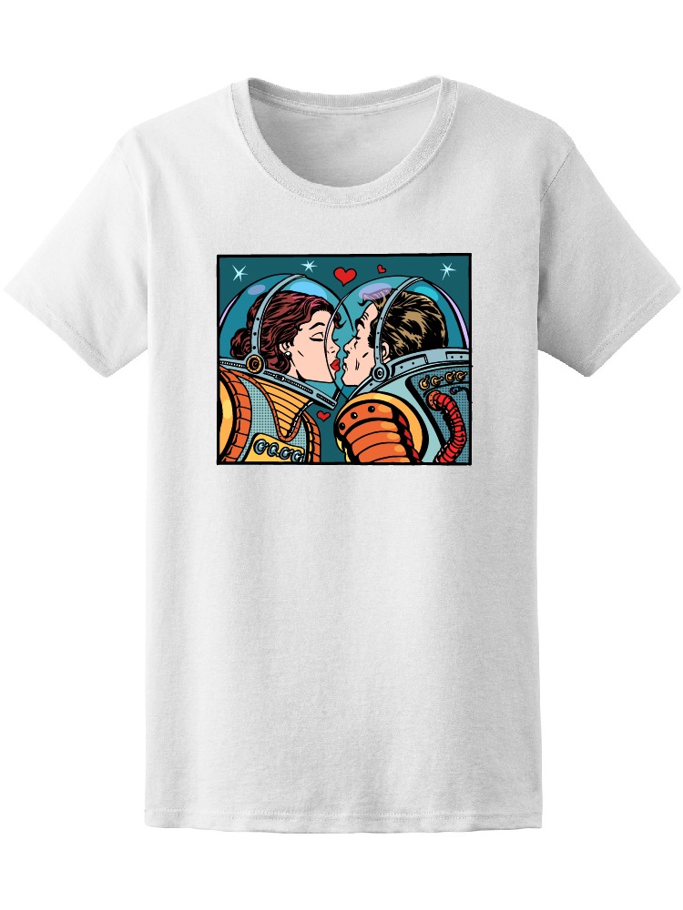 Foto 2 pulgar | Playera Smartprintsink para Mujer Ilustración Astronautas Comparten Beso