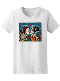 Foto 1 | Playera Smartprintsink para Mujer Ilustración Astronautas Comparten Beso