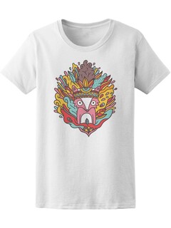 Foto 1 | Playera Smartprintsink Mujer Ilustración Zorro Espiritual con Tocado de Plumas