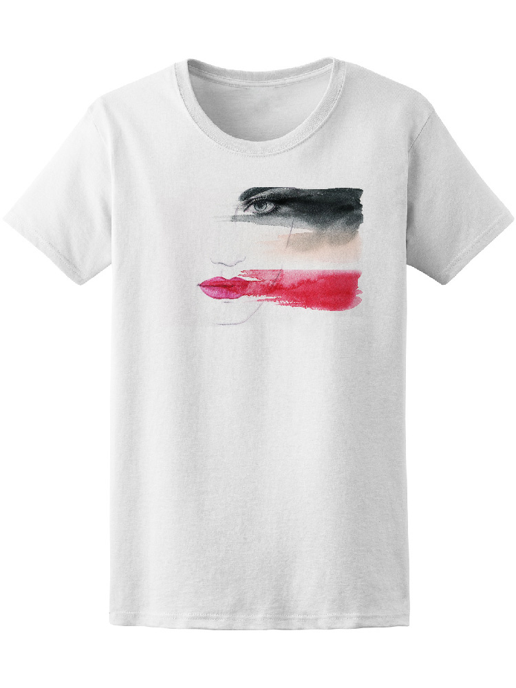 Foto 2 pulgar | Playera para Mujer Diseño Arte en Acuarelas Rostro con Maquillaje Smartprintsink color Blanco