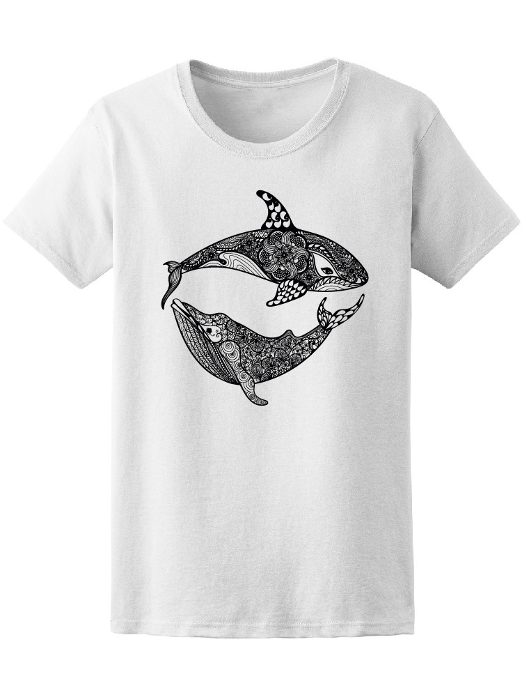 Playera Smartprintsink para Mujer Diseño Ballenas con Arte Mandala