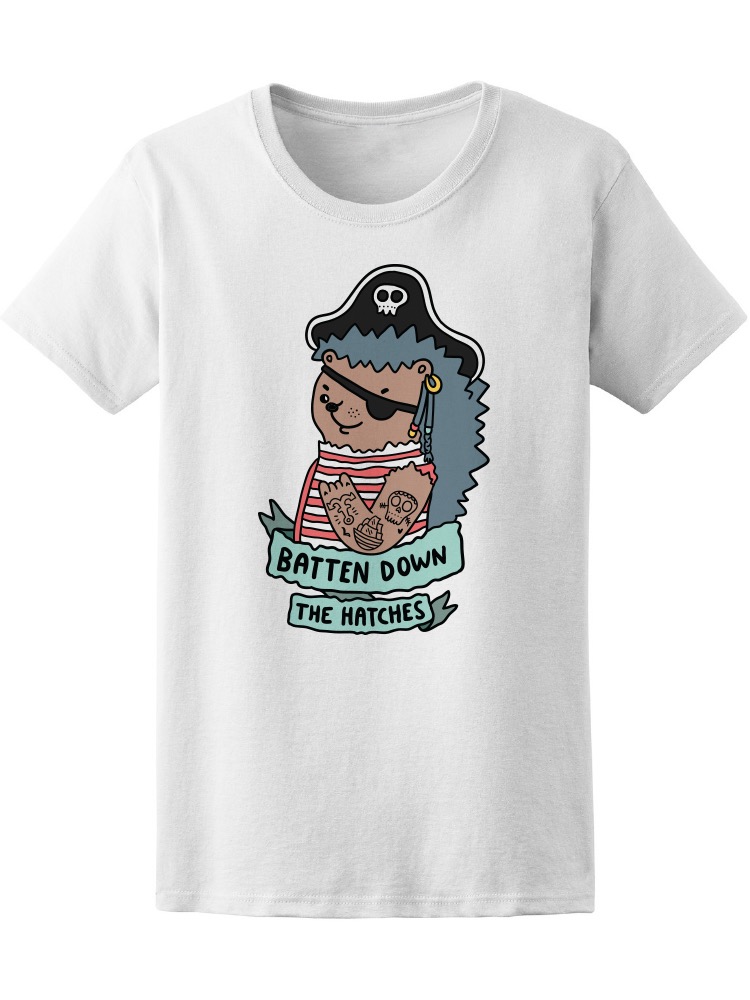 Playera Smartprintsink para Mujer Ilustración Pirata Erizo. Fijen La Escotilla!