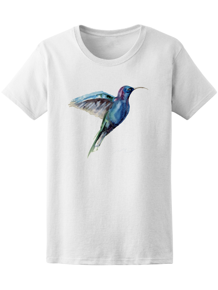 Foto 2 pulgar | Playera Smartprintsink color Blanco para Mujer Colibrí en Acuarelas