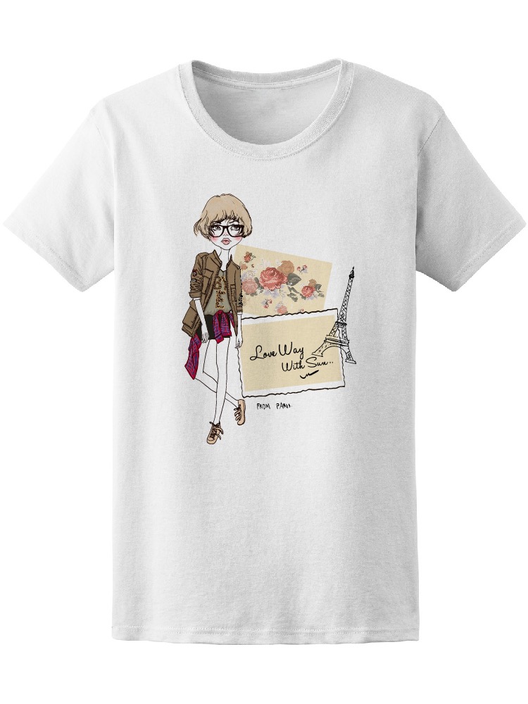 Foto 2 pulgar | Playera Smartprintsink para Mujer con Cartas y Torre Eiffel