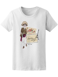 Foto 1 | Playera Smartprintsink para Mujer con Cartas y Torre Eiffel