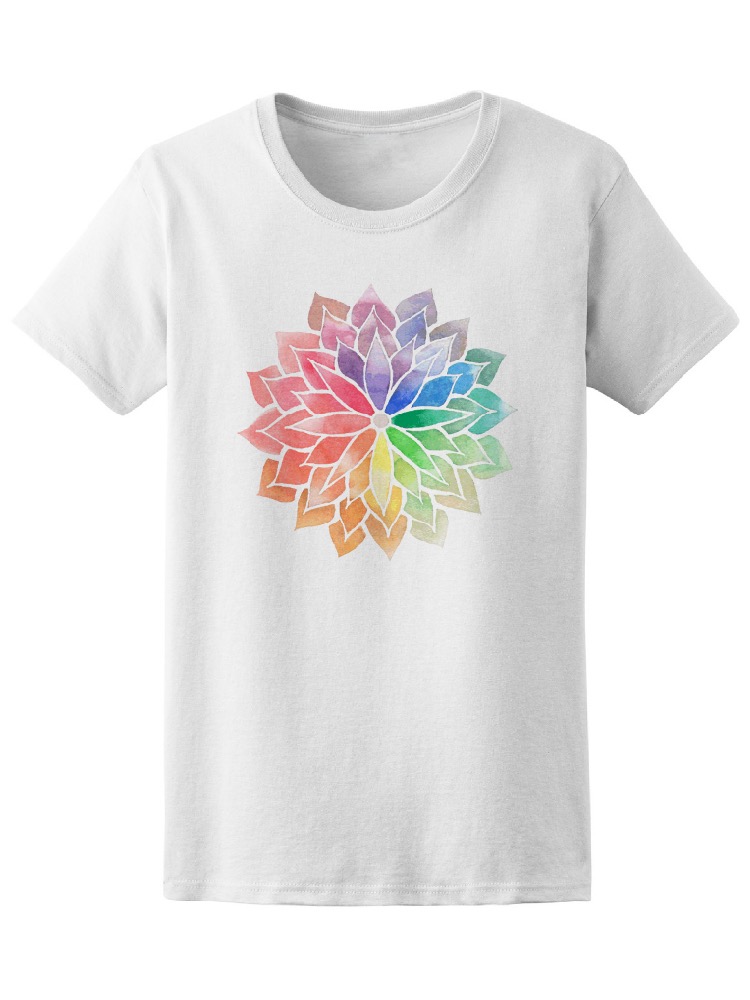 Playera Mujer Flor de Loto en Acuarelas de Colores Smartprintsink Blanco