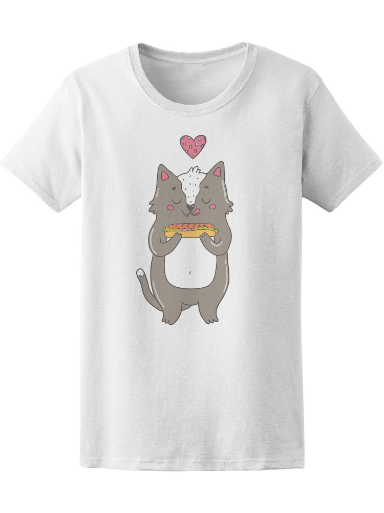 Playera Smartprintsink para Mujer Ilustración Gato con Hotdog