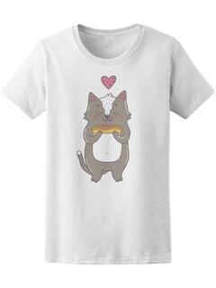 Foto 1 | Playera Smartprintsink para Mujer Ilustración Gato con Hotdog