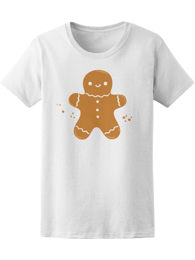 Playera para Mujer Diseño Galleta de Jengibre con Migajas Smartprintsink color Blanco