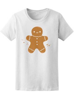 Foto 1 | Playera para Mujer Diseño Galleta de Jengibre con Migajas Smartprintsink color Blanco