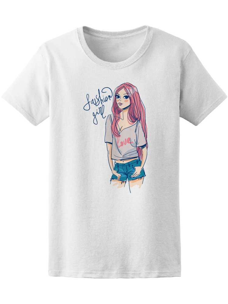Playera Smartprintsink para Mujer Ilustración Chica Fashion