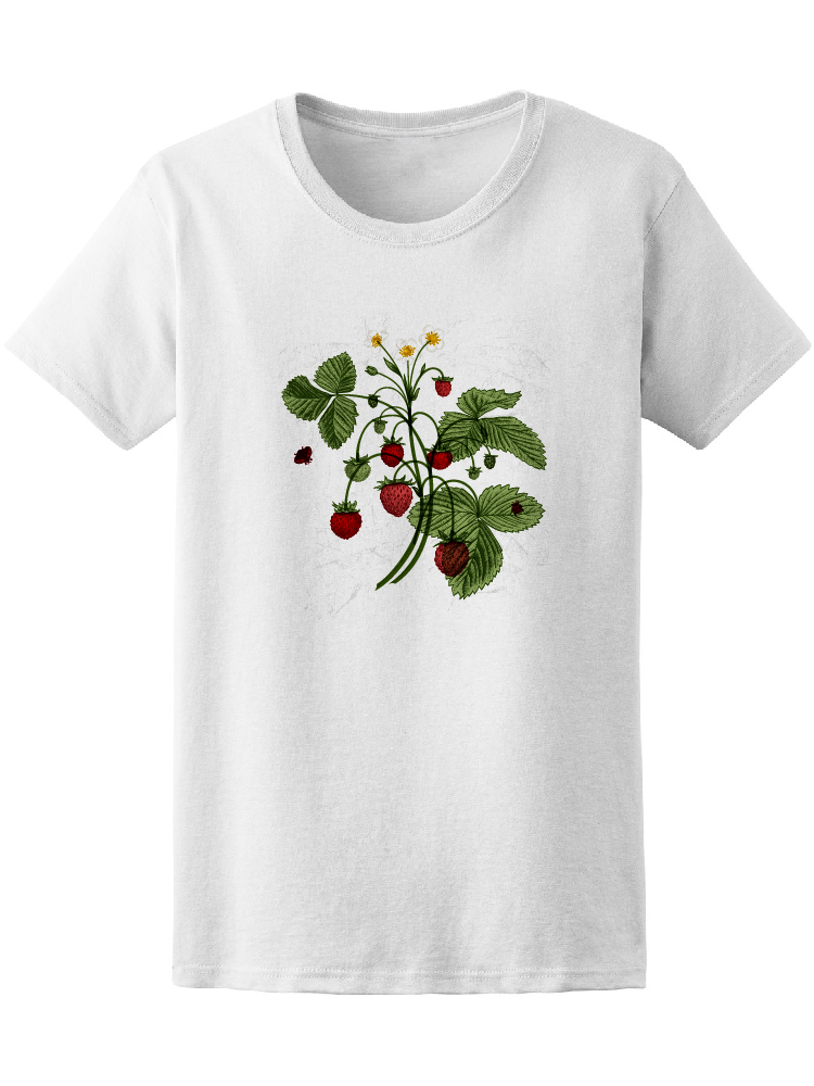 Playera Mujer Ilustración Flor de Fresas Vintage Smartprintsink Blanco