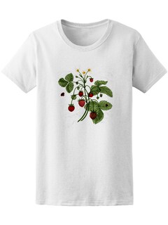 Foto 1 | Playera Mujer Ilustración Flor de Fresas Vintage Smartprintsink Blanco
