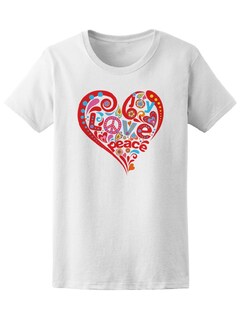 Foto 1 | Playera Smartprintsink para Mujer Felicidad, Amor, Paz Arte Groovy