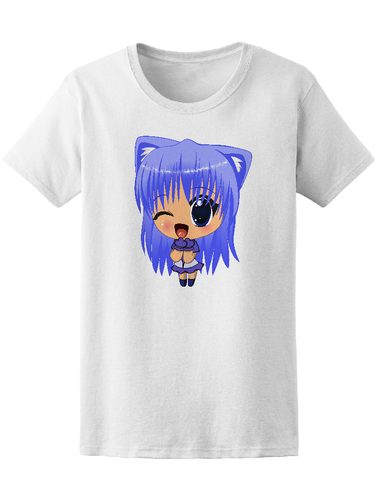 Foto 2 pulgar | Playera Smartprintsink para Mujer Niña Kawaii con Cabello Azul