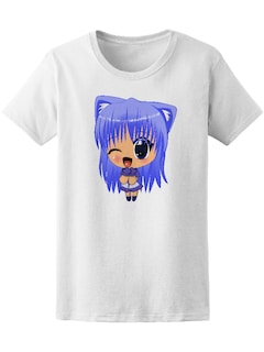 Foto 1 | Playera Smartprintsink para Mujer Niña Kawaii con Cabello Azul